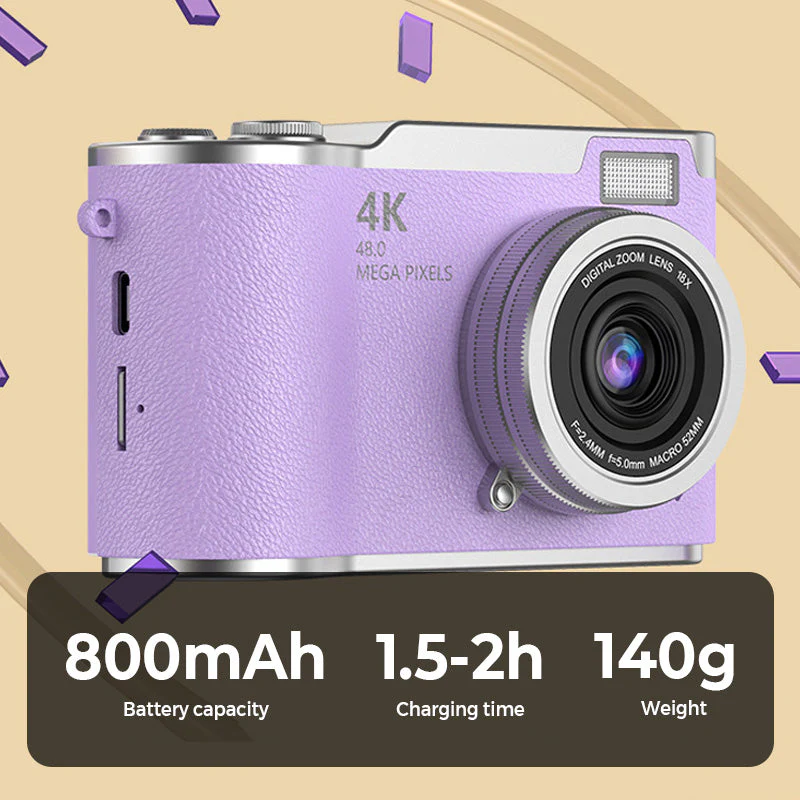 💎 60% OFF! 💎 4K HD Flip-Screen Digital Camera – 8X Zoom, Auto Focus & Rotating Screen for Vlogging & Selfies 📸🌈 - Image 2