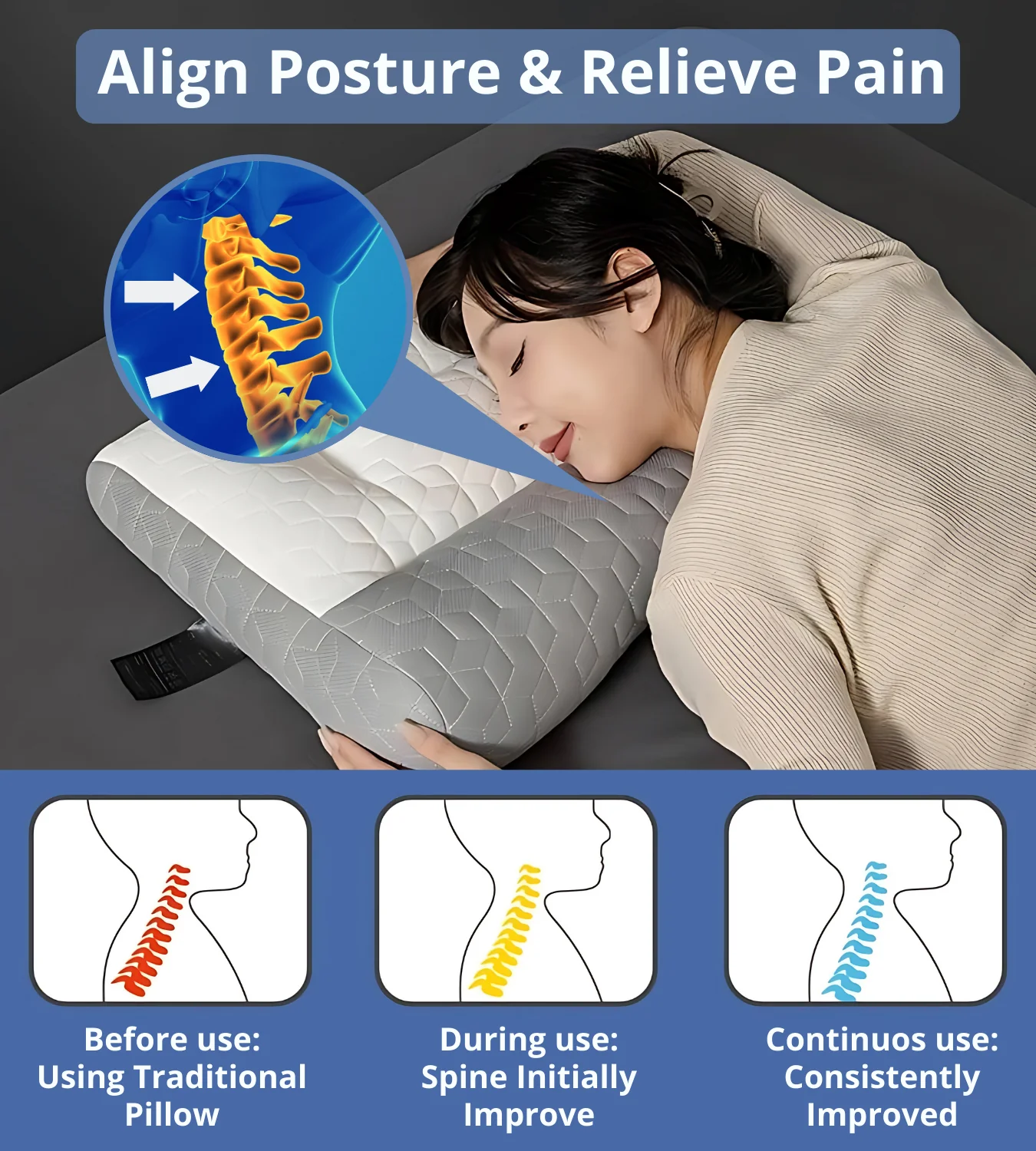💕The Best Sleep Partner - Neck - relieving Pillow with Zoned Design - Image 5