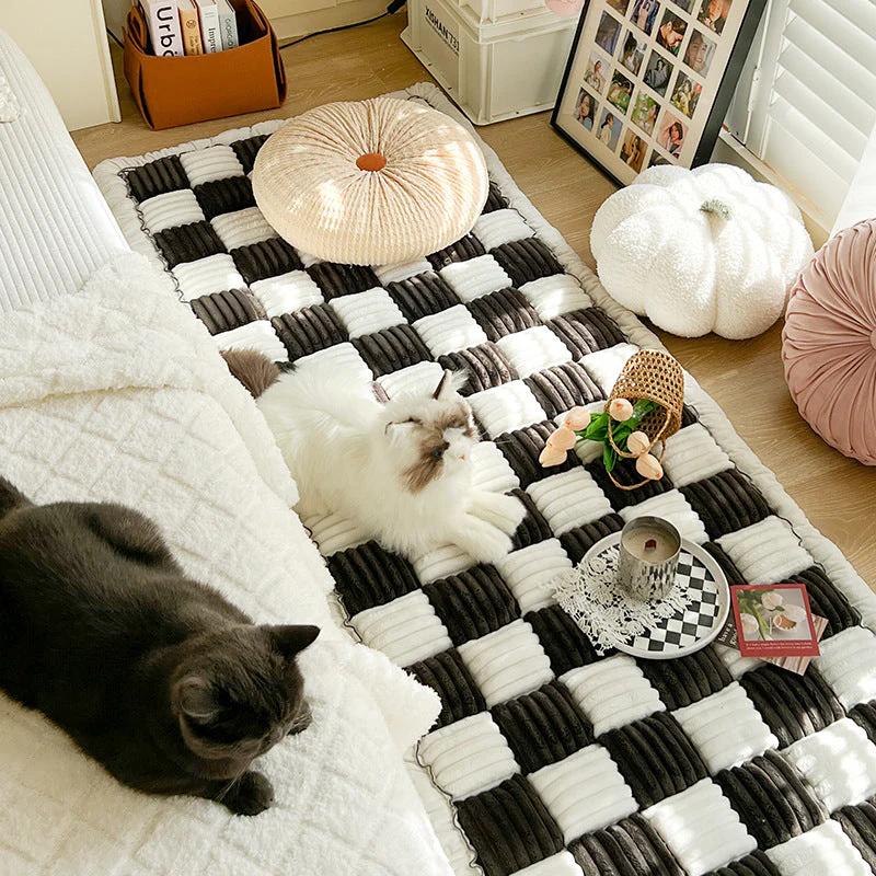 🔥Hot Sale🔥👉🐶Cream-coloured Large Plaid Square Pet Mat Bed Couch Cover🐱 - Image 8