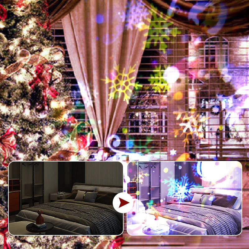 Christmas Decorations Double-Head Rotating Snowflakes Projector Lights - Image 2