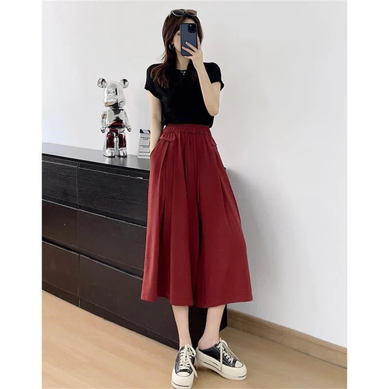 Fashionable Thin Ice Silk Wide-leg Pants Skirt - Image 5