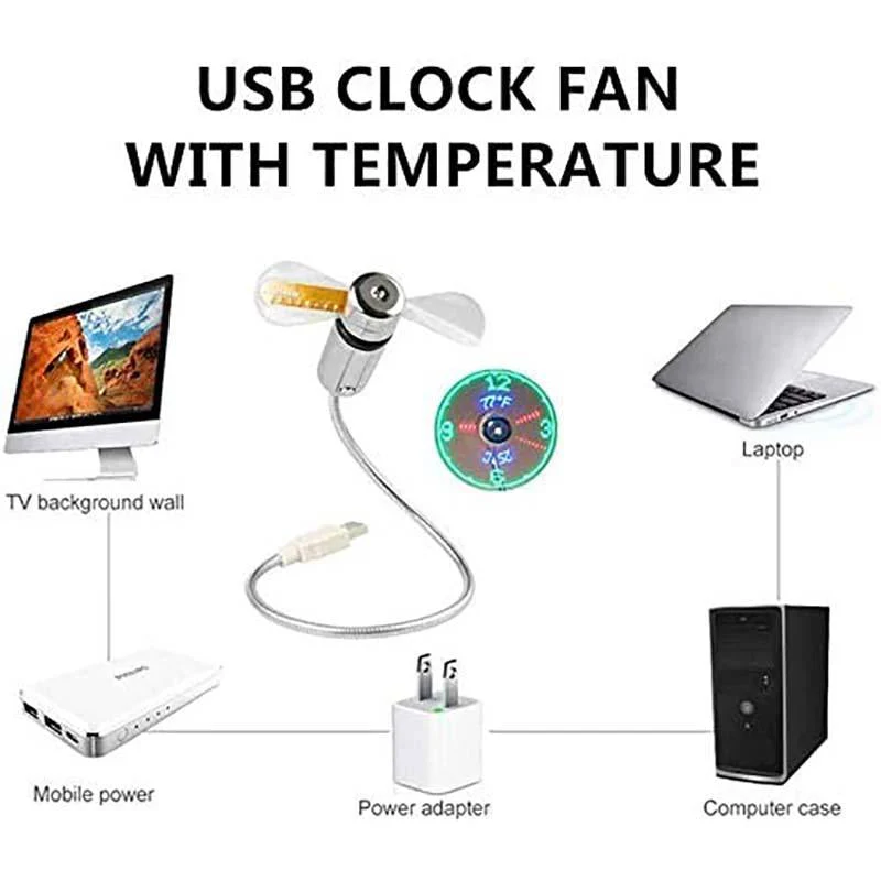 🔥USB Fan with LED Clock Lighting - Image 3
