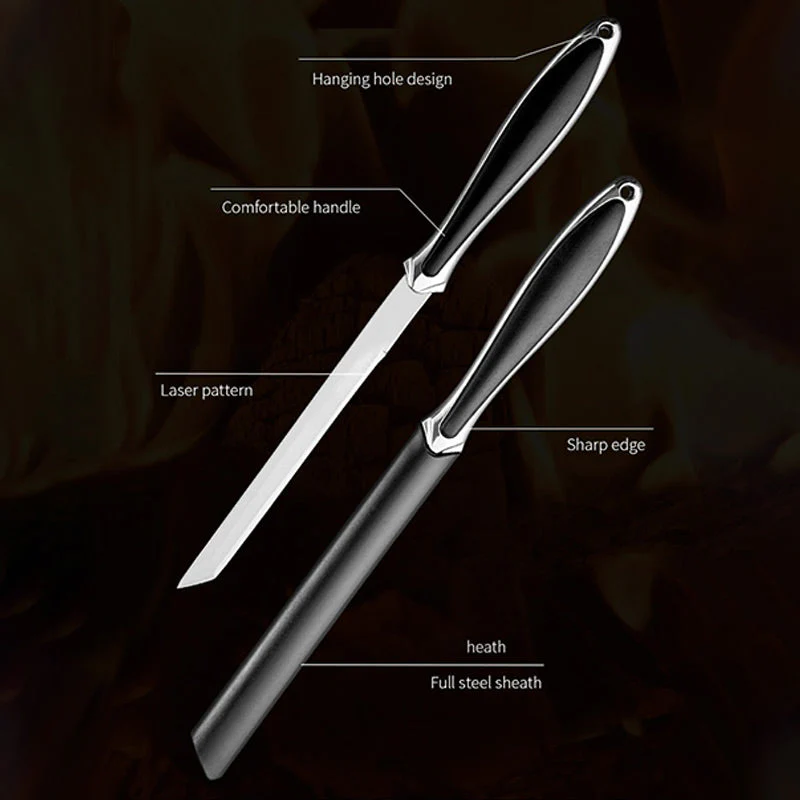 Portable Camping Straight Steel Knife with Sheath - Image 5