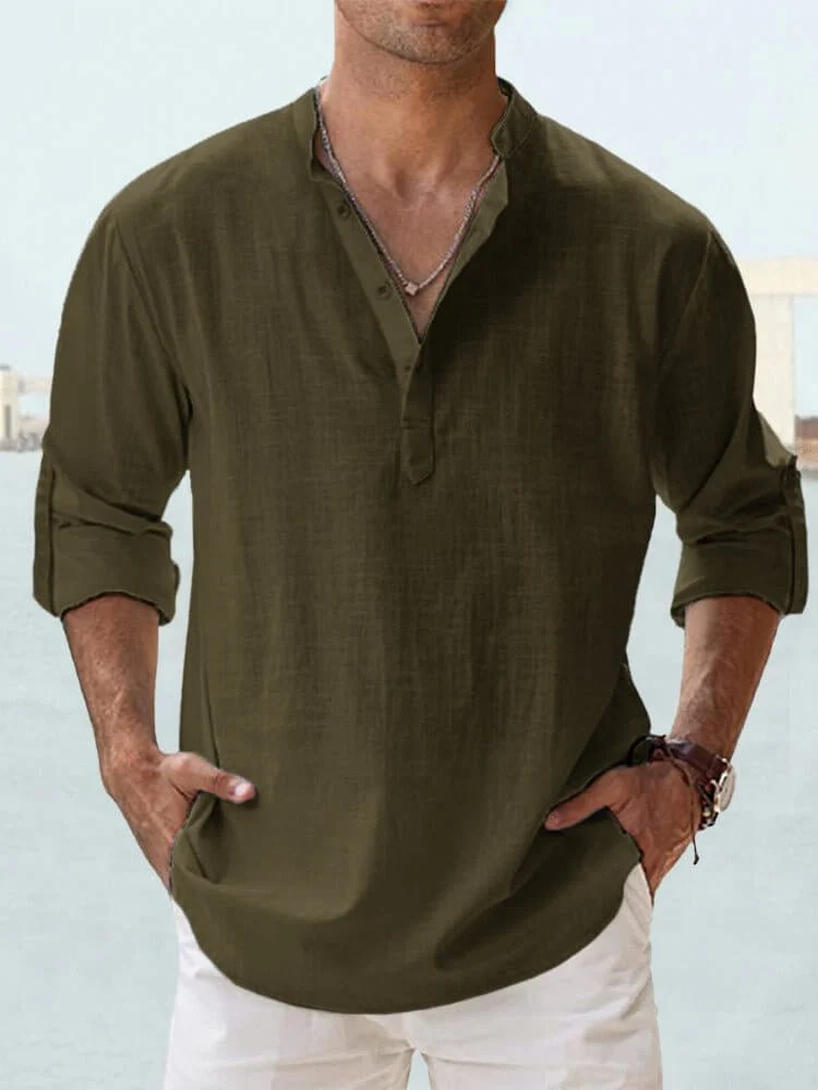 Men's linen casual long-sleeved shirt - Image 10