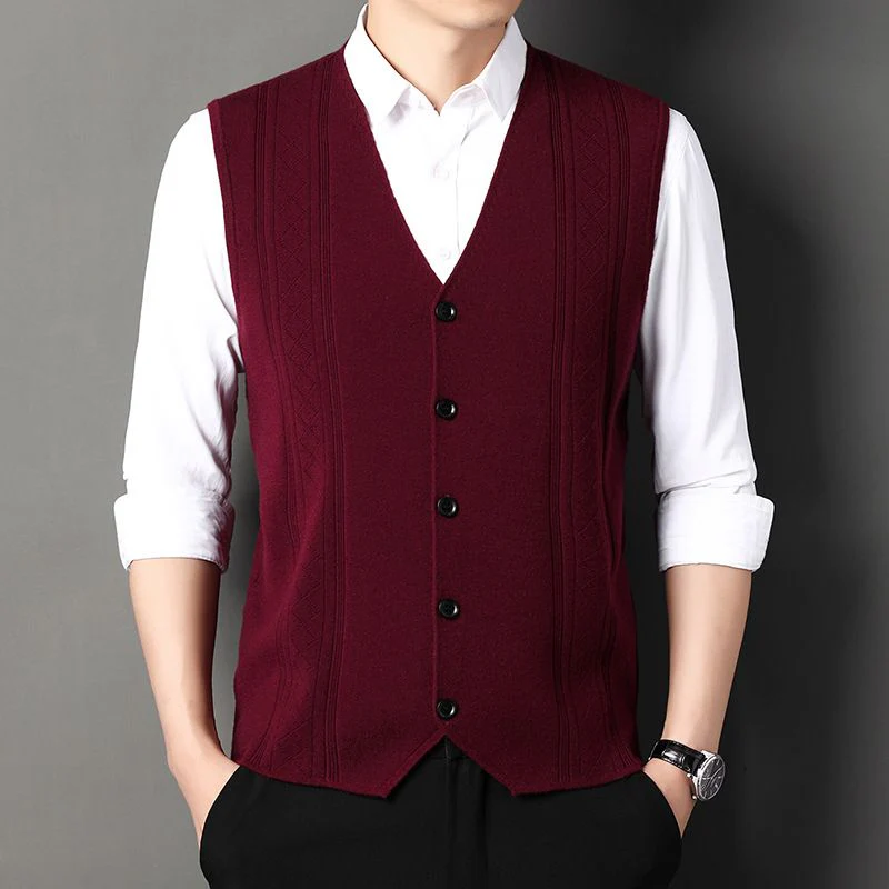 Men's Fashion Knitted Button Sweater Vest Business Match - Image 10