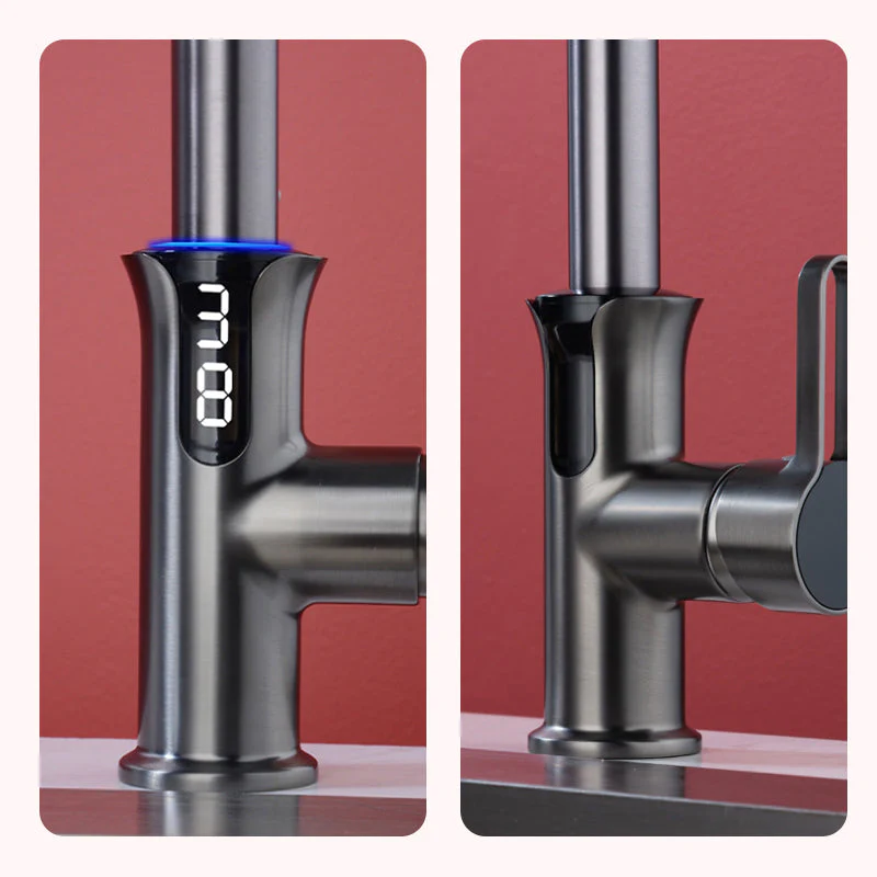 Multifunctional Pull Out Kitchen Sink Faucet with Digital Temperature Display - Image 5