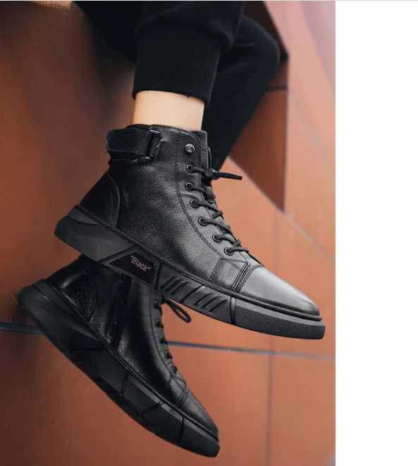Black Warm Leather Boots - Image 7