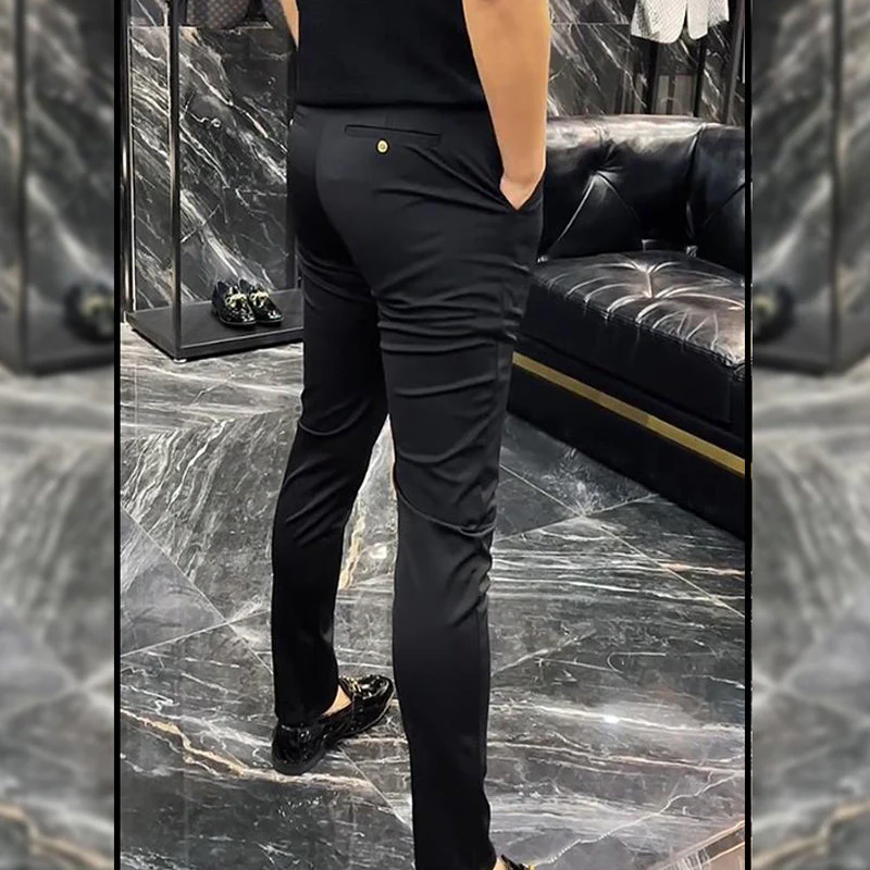 Men's Black Slim Fit Dress Pants - Image 6
