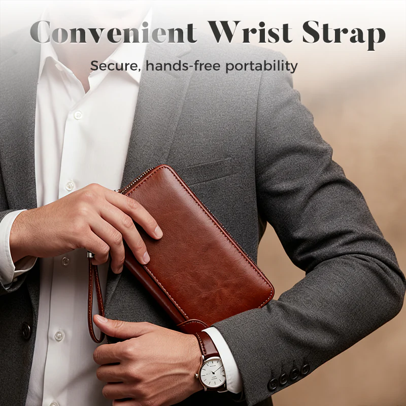 Men’s PU Leather Wallet with Wrist Strap - Image 4