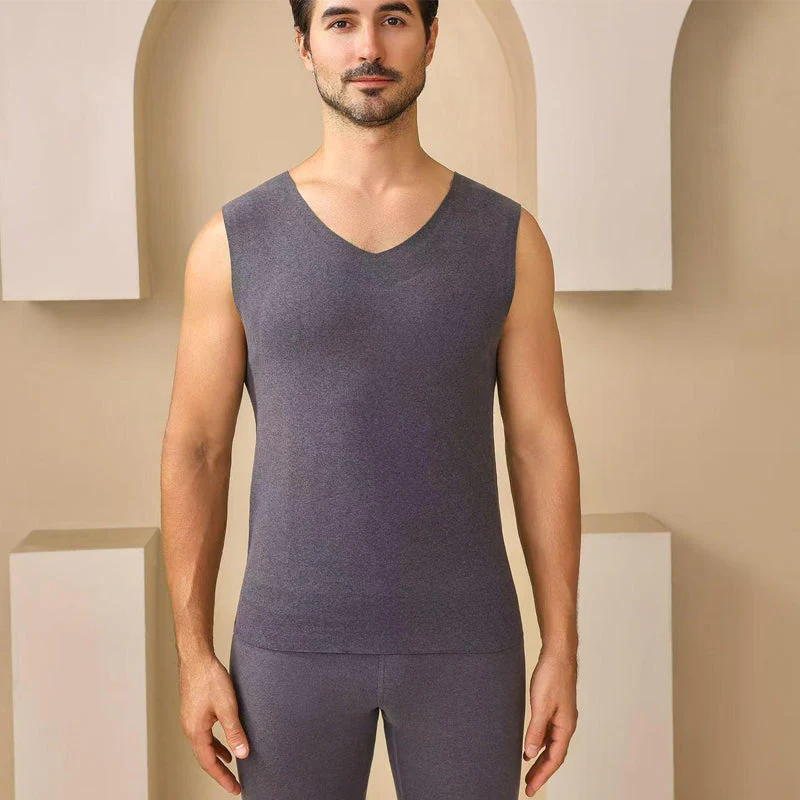 Men's Seamless Solid Color Thermal Vest - Image 10