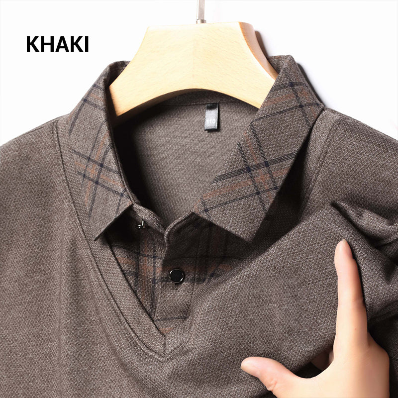 Men's Fake Two Piece Lapel Long-Sleeve Tops - Image 11