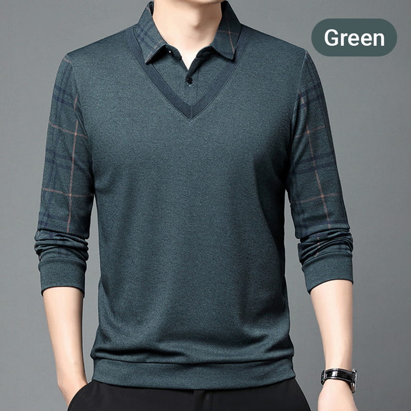 Men's Fake Two-Piece Knit Pullover - Image 13
