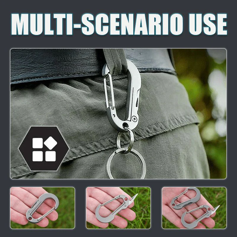 Multifunctional Titanium Keychain Carabiner With Pocket Knife - Image 4