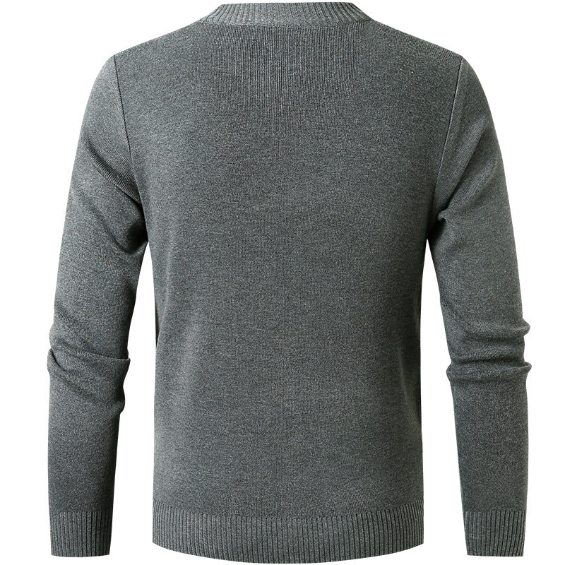 MEN'S CASUAL CREW NECK SWEATER SOLID COLOR AUTUMN AND WINTER INNER WEAR - Image 3