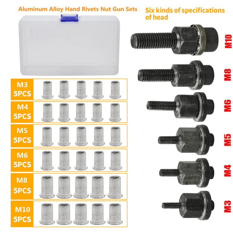Threaded Insert Nut Rivet Nuts Set with Flat Head - Image 12