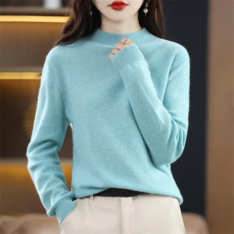 ☁️Skin Feeling 100% 🔥Women's Semi-High Neck Loose Bottom Knitting Sweater A/W - Image 8