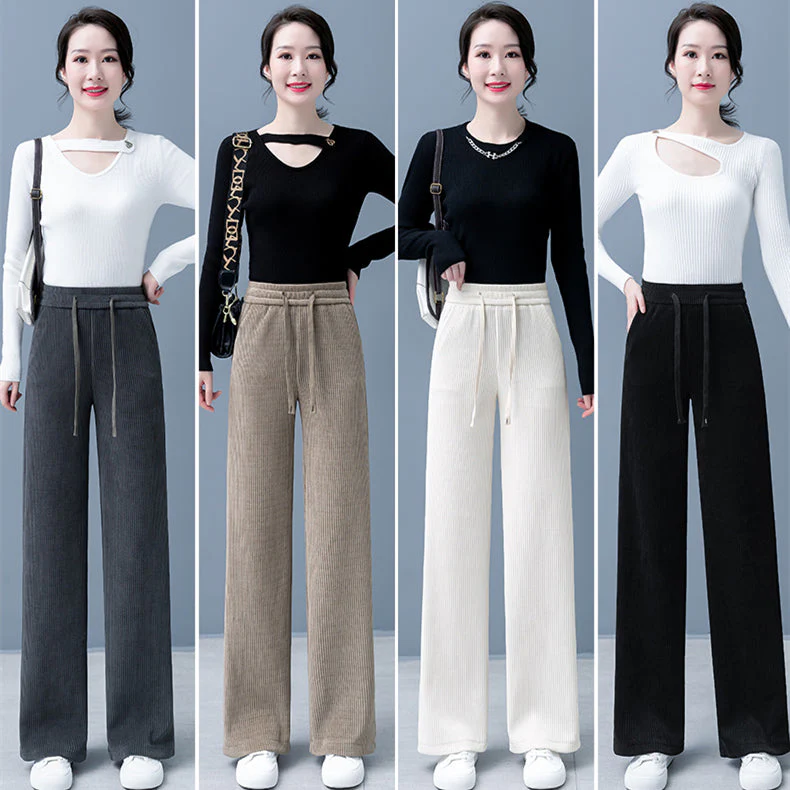 🔥✨Christmas promotion 50% OFF🎅🎁Women's Padded And Thickened Solid Color Wide-Legged Drawstring Straight Pants - Image 5
