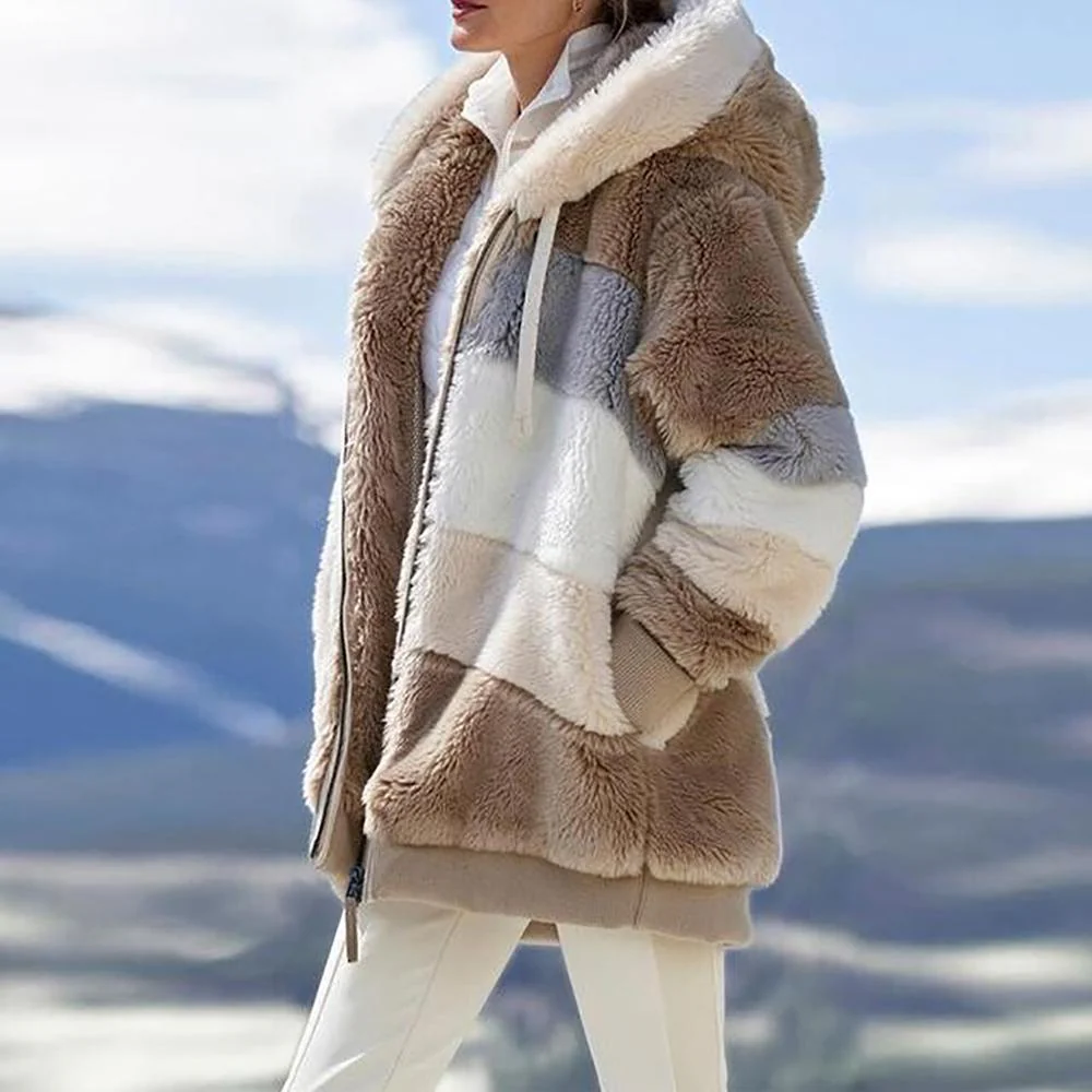 Rcontrasting Lamb Wool Padded Coat - Image 5