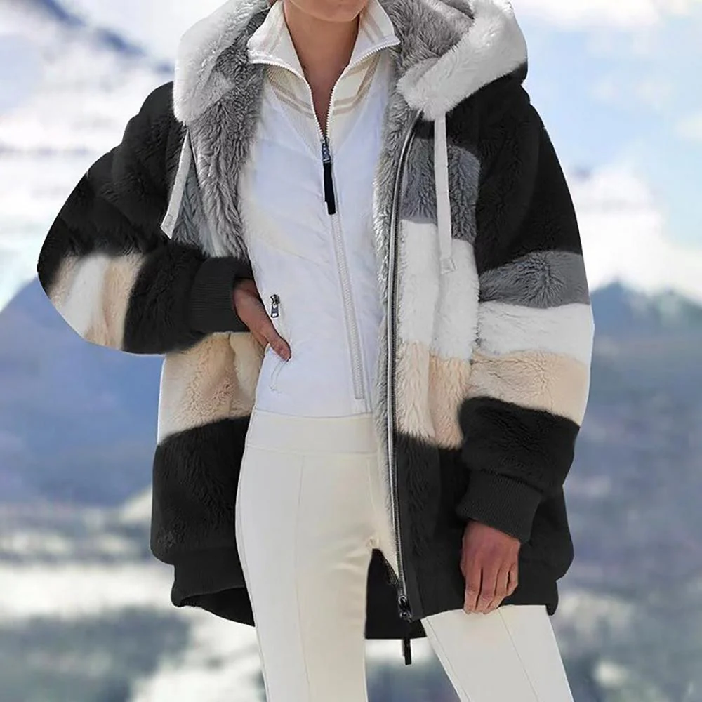 Rcontrasting Lamb Wool Padded Coat - Image 7