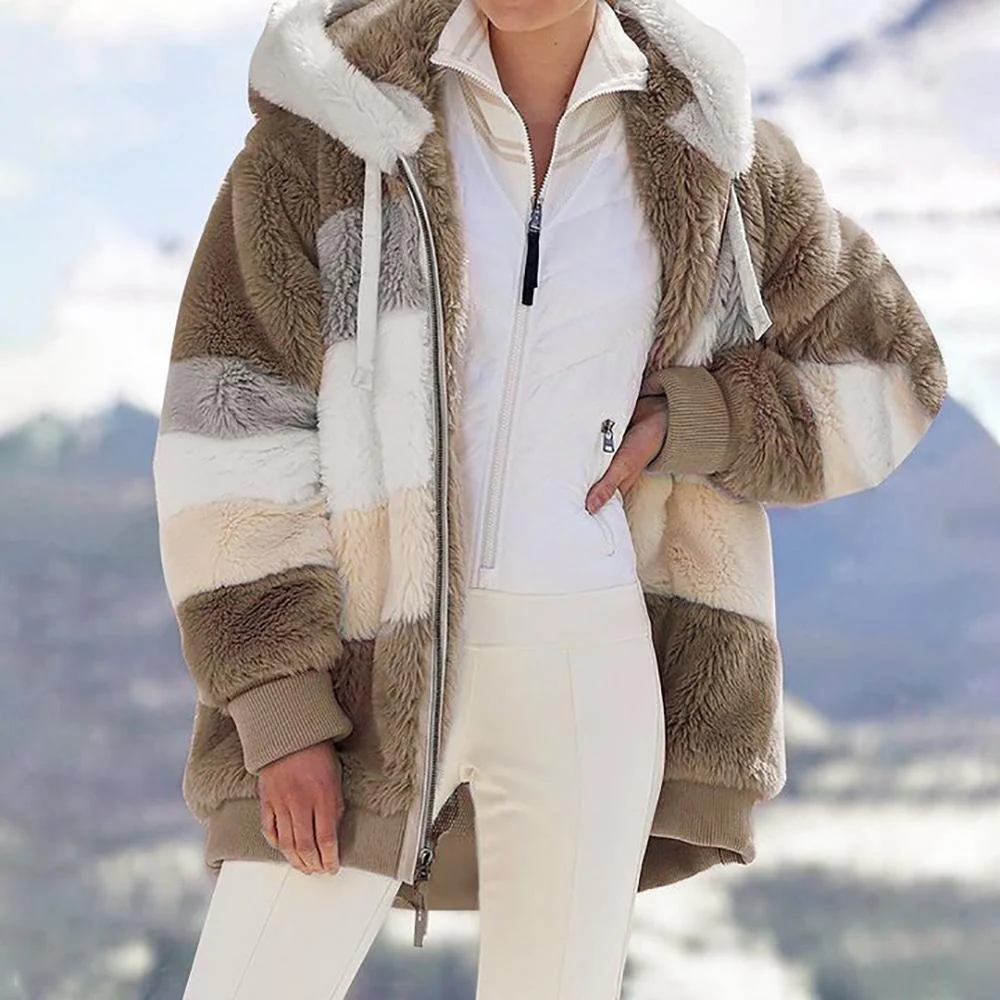Rcontrasting Lamb Wool Padded Coat - Image 8