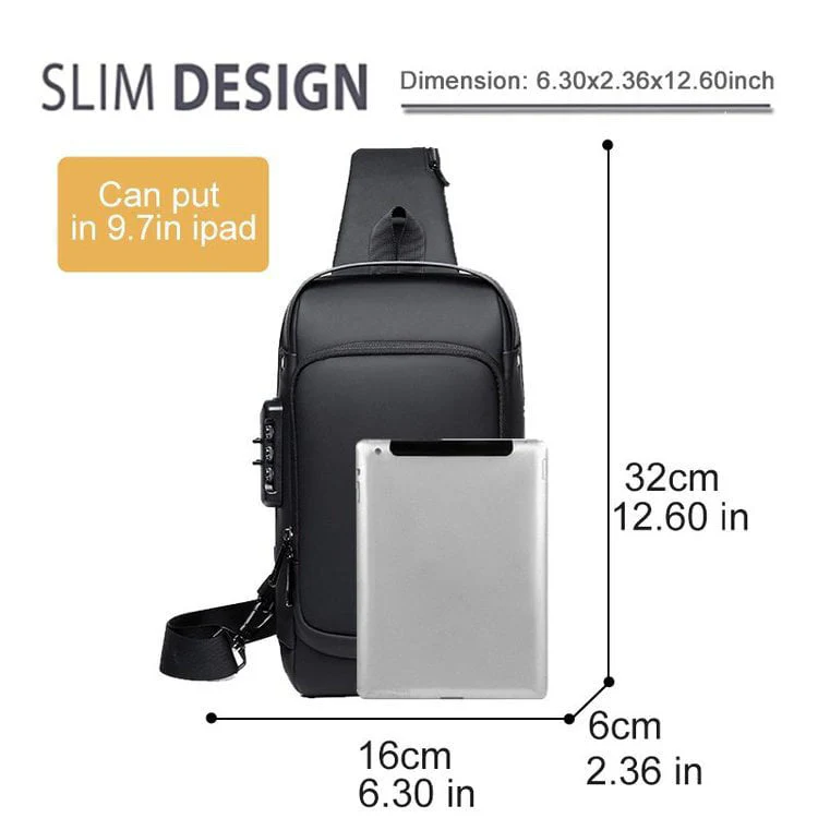 USB charging sport sling Anti-theft shoulder bag - Image 4