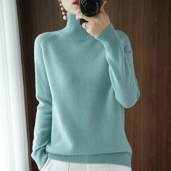 🔥Women's Solid Turtleneck Knit Sweater - Image 4