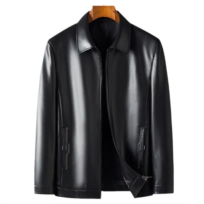 Men's Classic PU Leather Jacket with Zipper Front - Image 14