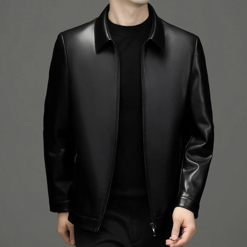 Men's Classic PU Leather Jacket with Zipper Front - Image 15