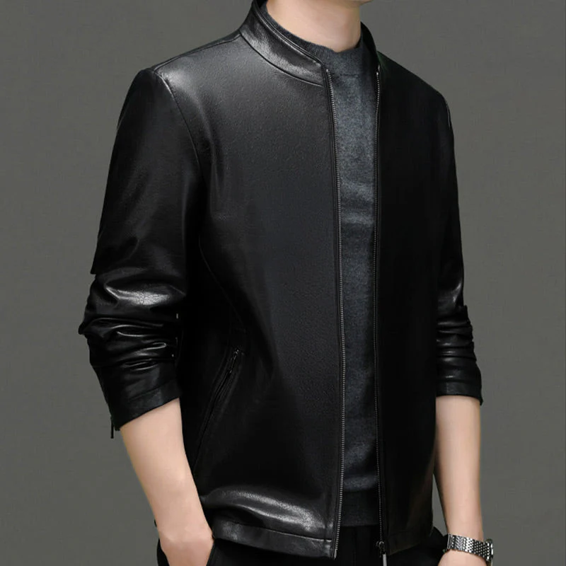 Men's Classic PU Leather Jacket with Zipper Front - Image 5
