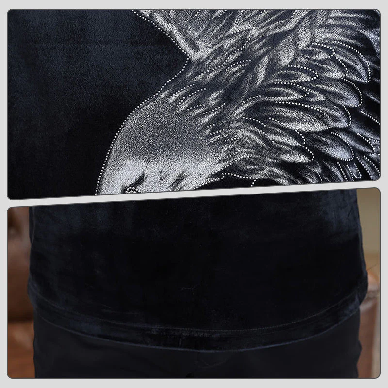 Men’s Eagle Print Pullover Long Sleeve Tops - Image 2
