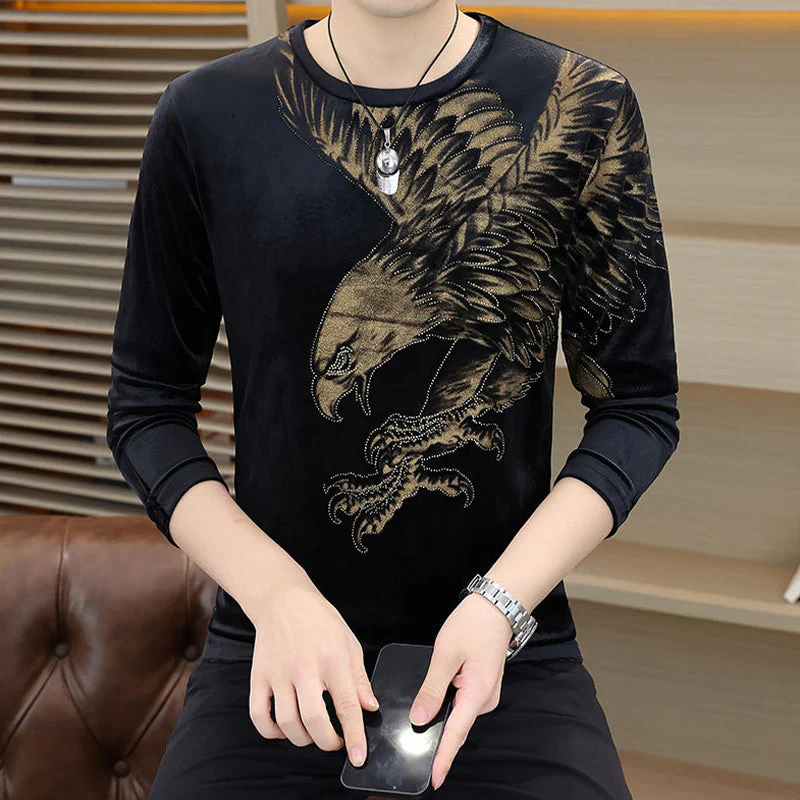 Men’s Eagle Print Pullover Long Sleeve Tops - Image 7
