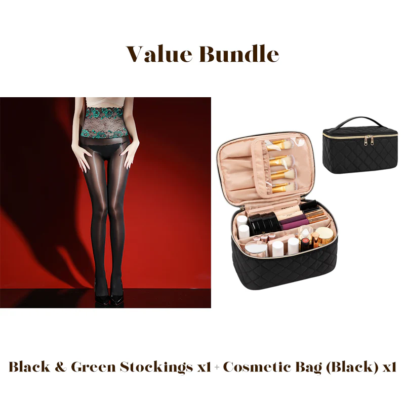 Value Bundle: 8D Oil-Sheen Rose Lace Stockings + Cosmetic Bag - Image 19