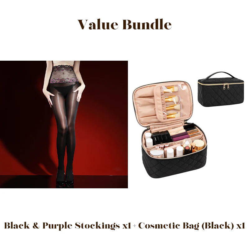 Value Bundle: 8D Oil-Sheen Rose Lace Stockings + Cosmetic Bag - Image 20