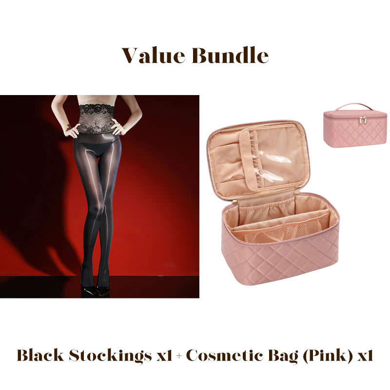 Value Bundle: 8D Oil-Sheen Rose Lace Stockings + Cosmetic Bag - Image 27