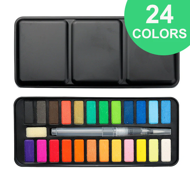 🌈Coloring a white drawing🌈 Watercolor Paint Set with Tin Box - Image 14