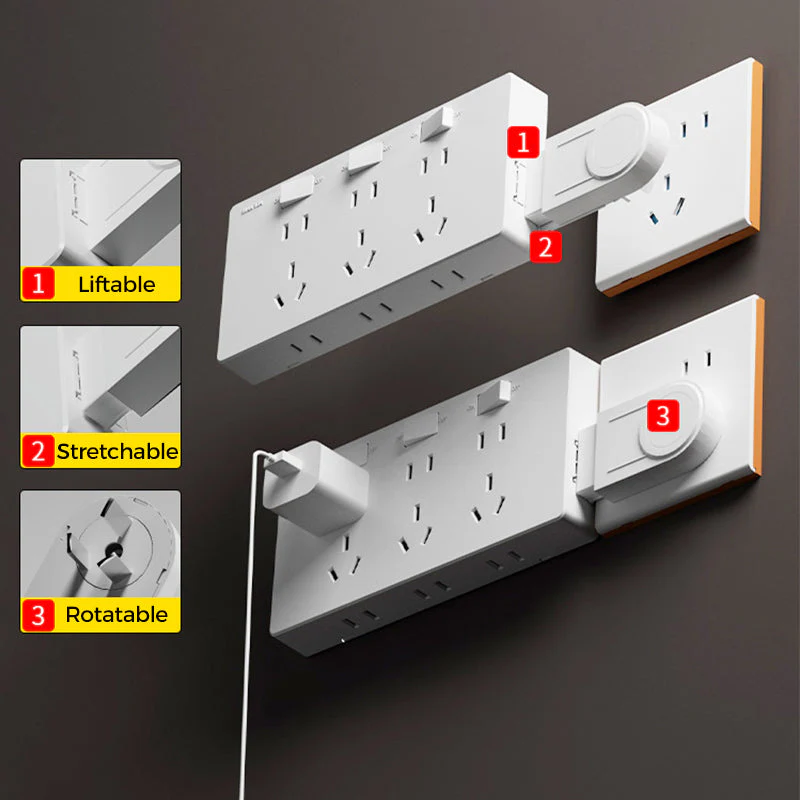 Wall Multi-Plug Outlet Extender with Separate Switches - Image 2