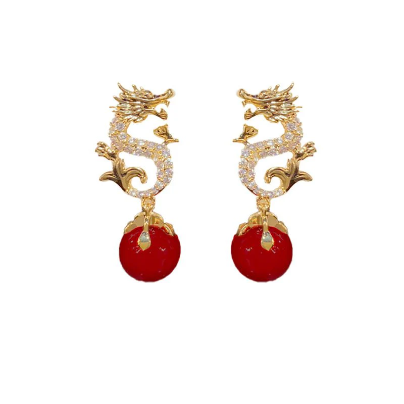 Dragon Hanging Bead Earrings -- （Have one's wishes come true！） - Image 11