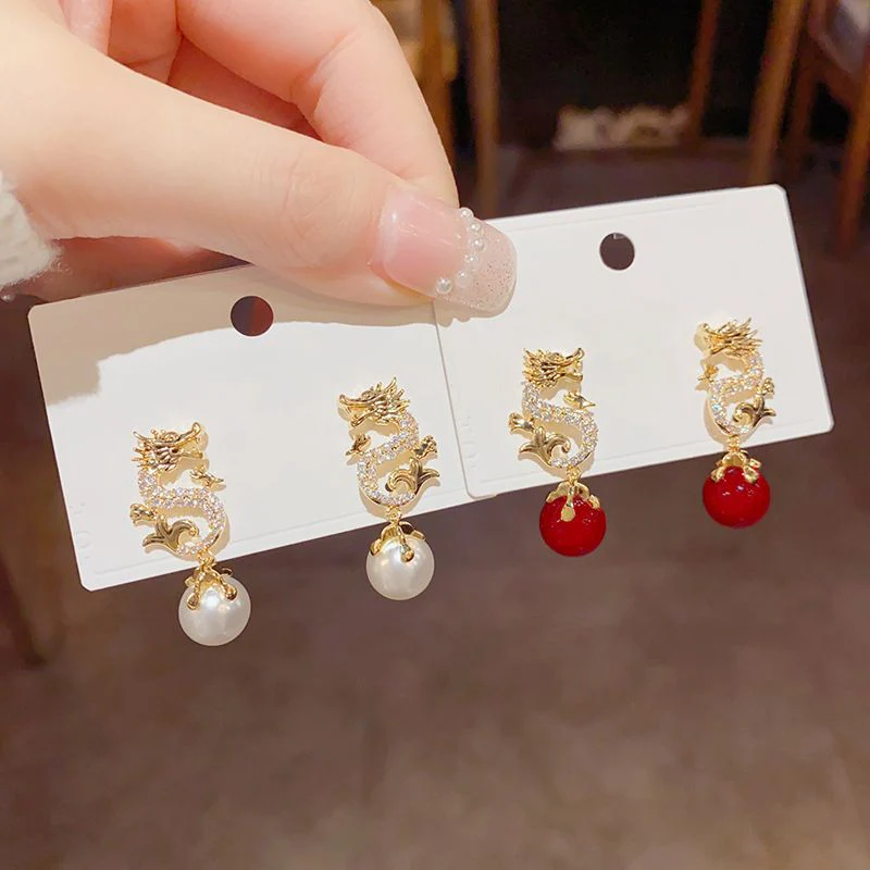 Dragon Hanging Bead Earrings -- （Have one's wishes come true！） - Image 5