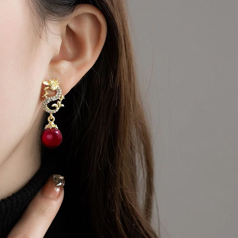 Dragon Hanging Bead Earrings -- （Have one's wishes come true！） - Image 6