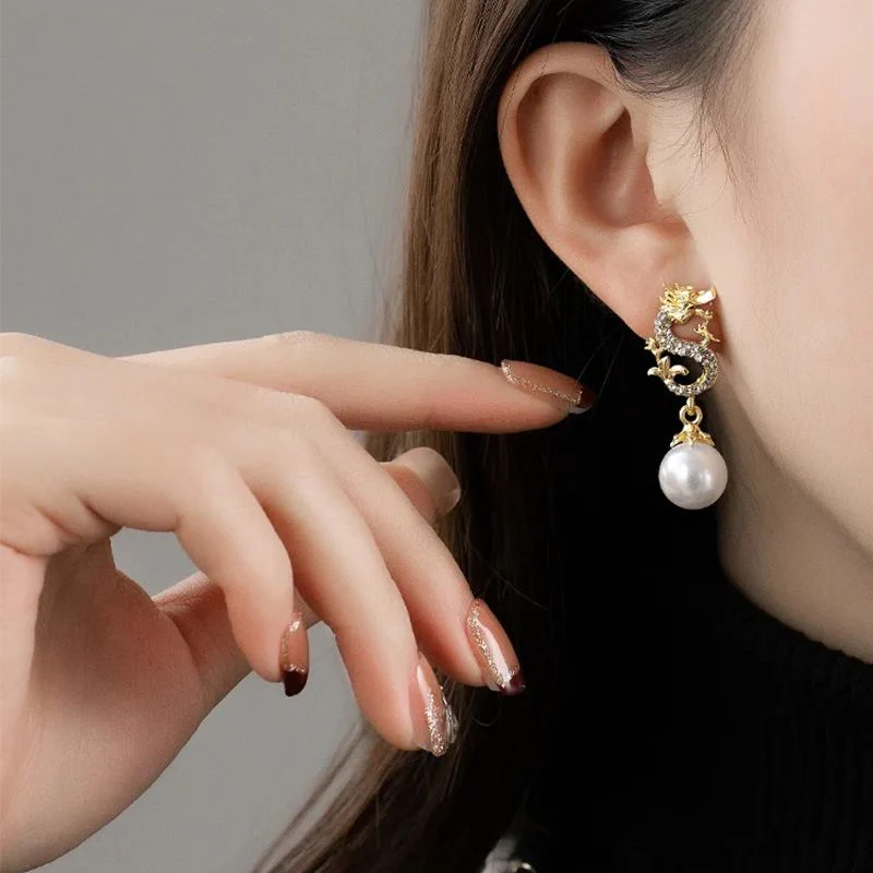 Dragon Hanging Bead Earrings -- （Have one's wishes come true！） - Image 7