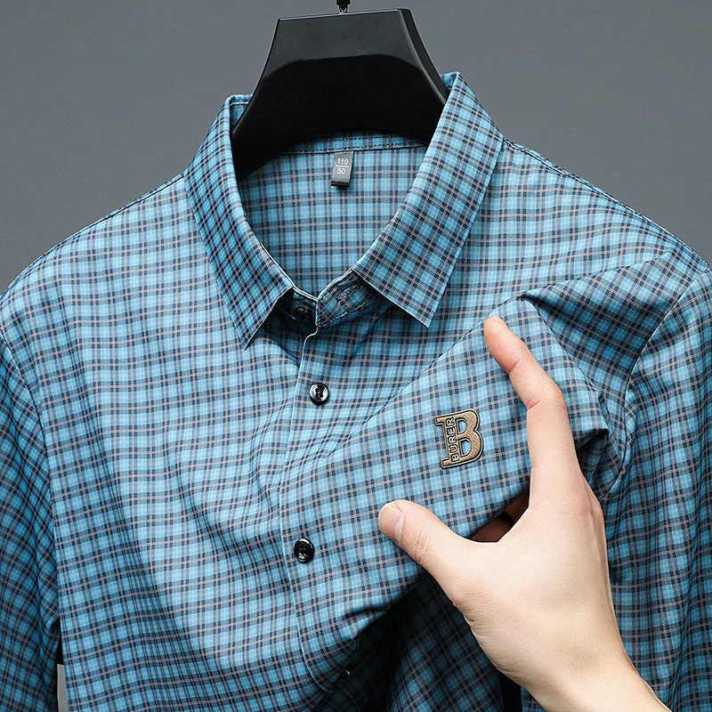 Men's Casual Plaid Short Sleeve Shirt - Image 11